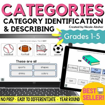 Preview of Categories & Attributes Speech Therapy Boom™ Cards Activities | Digital Resource