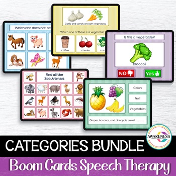 Preview of Categories Speech Therapy Activities | Boom Cards Categories Bundle