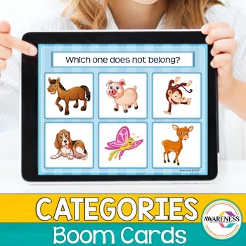 Preview of Categories Boom Cards What doesn't belong | Teletherapy