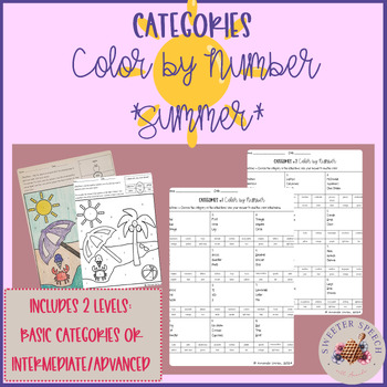 Preview of Categories Color By Number *Summer Picture*
