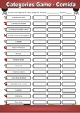 Categories Game - Comida (Spanish Edition)