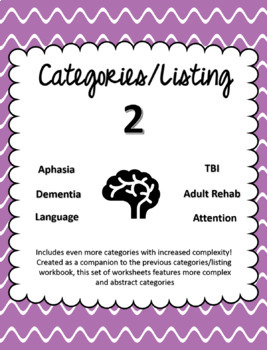 Preview of Categories & Listing Worksheets 2 (Aphasia, Dementia, SNF speech therapy)