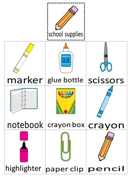 Categories: School Supplies or Cleaning Supplies (set 2) by Mrs Irvins ...