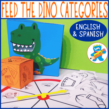 Preview of Categories Speech Therapy Activities English & Spanish Feed the Dinosaur 