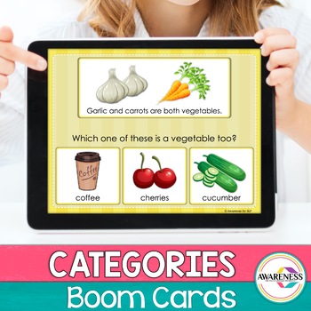 Preview of Categories Boom Card Speech Therapy | Teletherapy Activity
