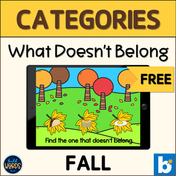 Preview of What Does Not Belong Categories Fall Speech Therapy FREE Boom Cards ™