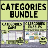 Categories Word Finding Game, Puzzles, and Worksheets Bundle