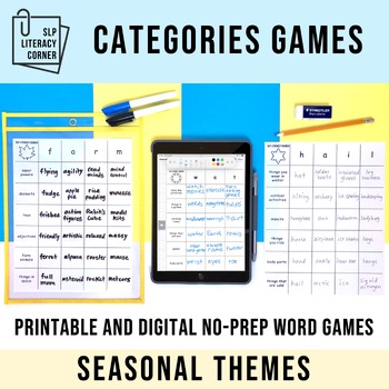 Preview of Categories Word Games for Vocabulary Language Literacy Print or Digital