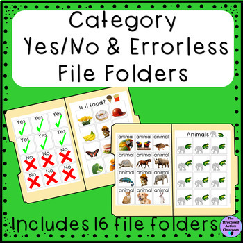 Preview of Categories Yes No Question File Folders with photos for Special ed