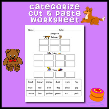 Preview of Categorize / Classify Cut and Paste Worksheet