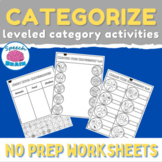 Categories Vocabulary No Prep Worksheets for Speech Therapy