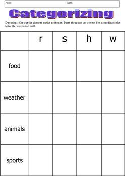 Preview of Categorizing & Initial Consonants Cut & Paste; Boardmaker Symbols for Special Ed