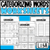 Categorizing Words Worksheets and Sorts: L.1.5a Sorting Ob
