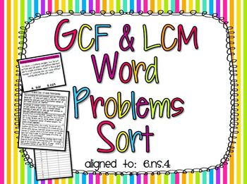 Preview of Categorizing and Solving GCF and LCM Word Problems