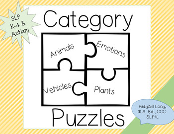 Preview of Category/Describing Puzzle with Sentence Strips for Speech Therapy