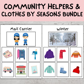 Preview of Category Sorting Bundle Community Helpers & Jobs | Group Clothes by Seasons