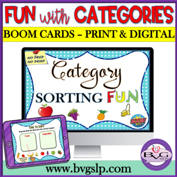 Preview of Categories Sorting Boom Cards | Digital & PRINTABLE | Vocabulary Building