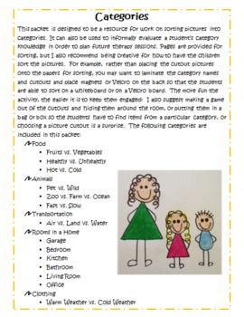 Preview of Category Sorting Packet