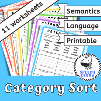 Preview of Category Sorting Task to target receptive and expressive semantics worksheets