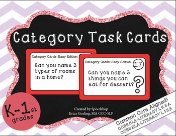 Preview of Category Task Cards - K-1st Grades {common core aligned}