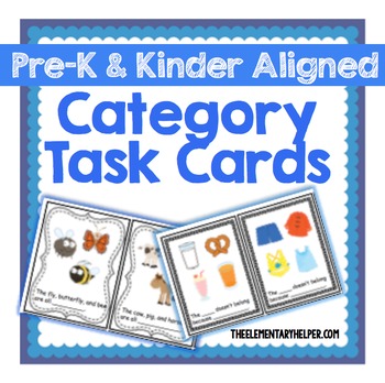 Category Task Cards for Preschool and Kindergarten by The Elementary Helper