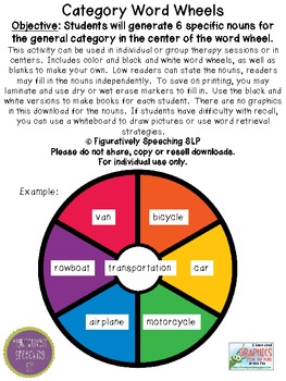 Preview of Category Word Wheels for Vocabulary Development {FREEBIE}