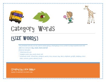 Preview of Category Words {Size words}
