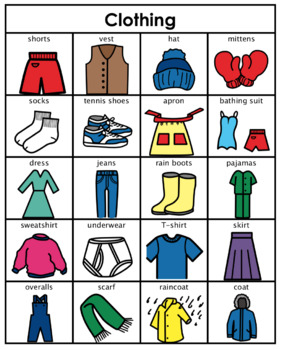 Category/Concept Boards - Clothing by Lauren Erickson | TpT