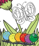 Caterpillar, Butterflies and Flowers Clip Art Set