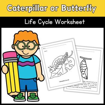 Preview of Caterpillar/Butterfly Life Cycle Cut and Paste: Craft, Coloring & Writing Prompt