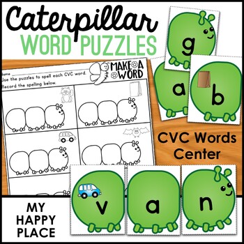 Preview of Caterpillar CVC Word Puzzles - CVC Activity - Butterfly Literacy Center