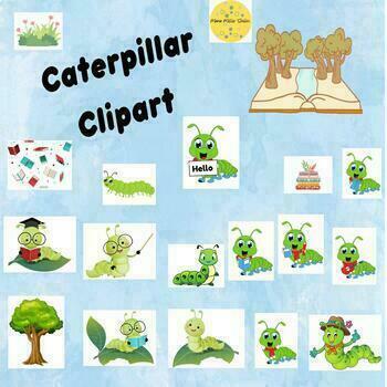 Preview of Caterpillar Clip Art Classroom Reading Book Graduation Library