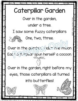 Preview of Caterpillar Garden - Butterfly Poem for Kids