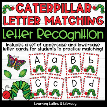 Preview of Caterpillar Letter Matching Letter Recognition Task Cards ABC Centers
