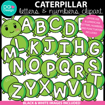 Preview of Caterpillar Letters and Numbers Clipart | Bulletin Board Letters | Spring