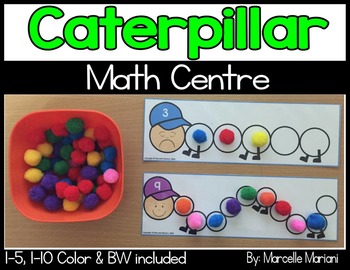 Preview of Counting quantities to 10 Math Center Activity- Caterpillar Math Counting Center