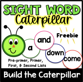 Preview of Caterpillar Sight Words Pre-primer, Primer, First, and Second Grade Freebie