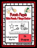 Caterpillar Worm - 26 Shapes - Hole Punch Cards / Bingo Da