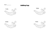 Caterpillar addition worksheet and delivery sequence 2-6 yrs