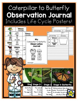 Preview of Caterpillar to Butterfly Observation Journal with Life Cycle Posters! NEW!