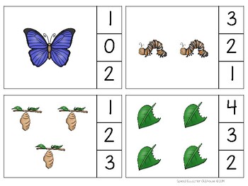 Caterpillars & Butterflies Count & Clip 1 - 30 Task Cards by The ...