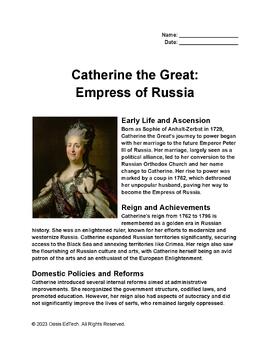 Preview of Catherine the Great: Empress of Russia Worksheet