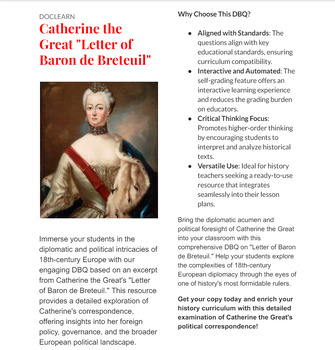 Preview of Catherine the Great From Letter of Baron de Breteuil DBQ NO PREP/SELF GRADING