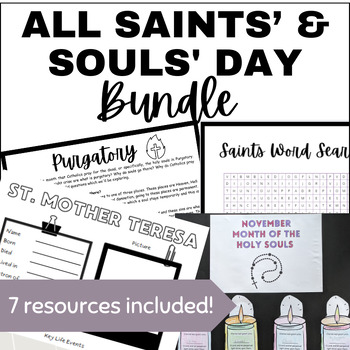 Preview of Catholic All Saints' & All Souls' Day Bundles includes displays, research & more