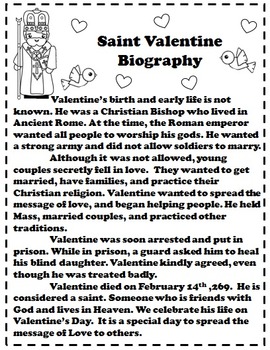 Catholic Biography Language Arts Activities - Saint Valentine by