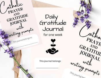Preview of Catholic Christian Gratitude Journal with Writing Prompts booklet BUNDLE