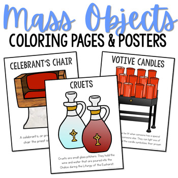 Preview of Catholic Church Furniture and Altar Vessels Posters and Coloring Pages, CCD