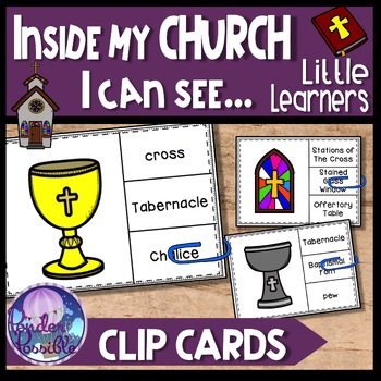 Preview of Catholic Church & Mass Objects Clip Cards