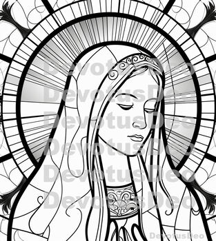 Catholic Coloring Page, Virgin Mary, Our Lady, Christian by DevotusDeo