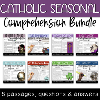 Preview of Growing Catholic Comprehension Bundle - Epiphany, Lent, Easter, Valentine's Day